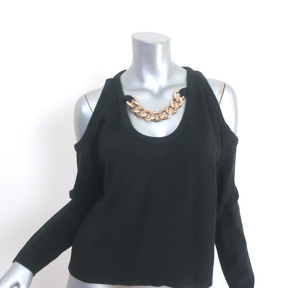 L'AGENCE INDY CHAIN COLD SHOULDER SWEATER BLACK SIZE EXTRA EXTRA SMALL NEW - Picture 1 of 9